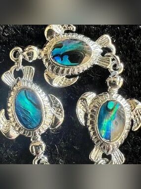 St. John by Marie Gray Women’s Sea Turtle Bracelet Chain Link Abalone Turtle